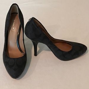 Coach Signature Canvas Heels Stiletto Black Size 6